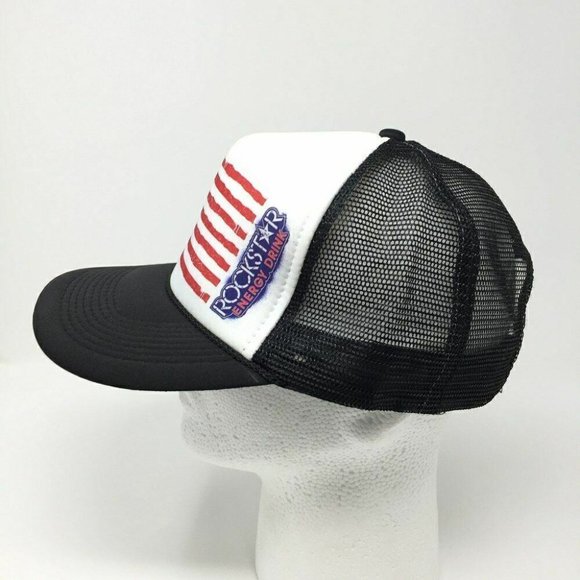 Rockstar Energy Drink Mesh Trucker Snapback Baseball Cap American USA Flag Hat - Picture 2 of 6